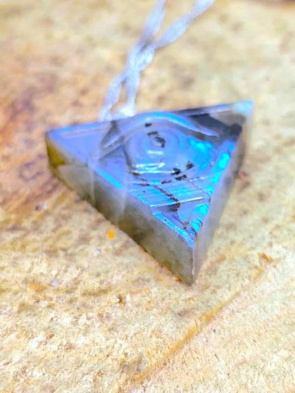 Labradorite Pyramid Pendant • Masonic All‑Seeing Eye • Flashy Crystal Necklace